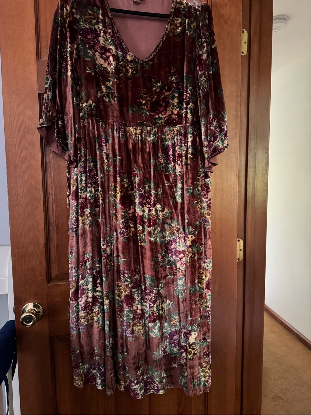 April Cornell brown Floral Velvet Maxi Dress